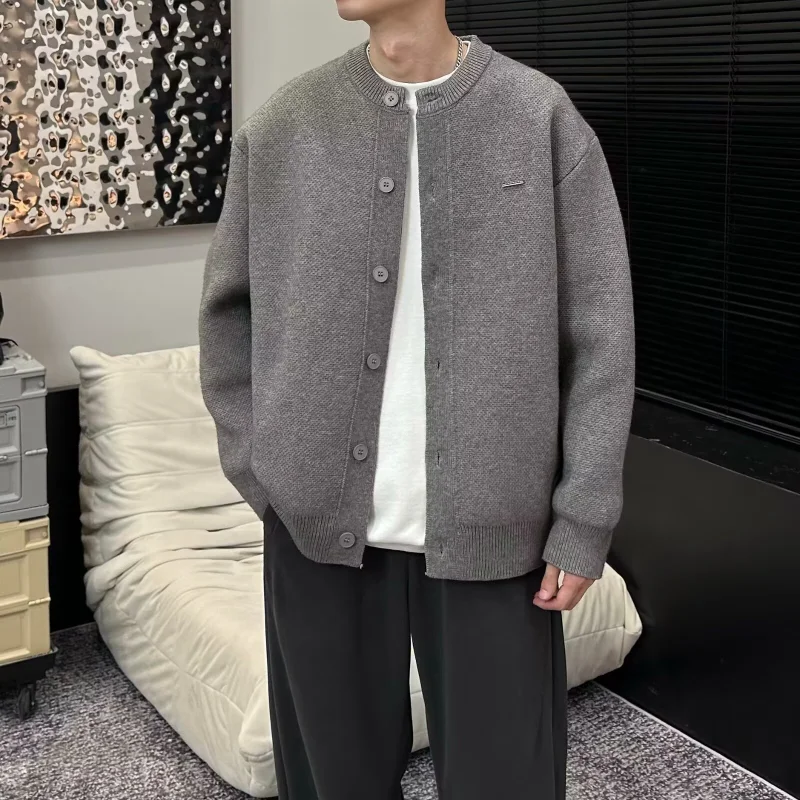 

Флисовый кардиган с оленем в корейском стиле, осеннее новое поступление, простой свободный свитер высокого качества в ленивом стиле для мужчин