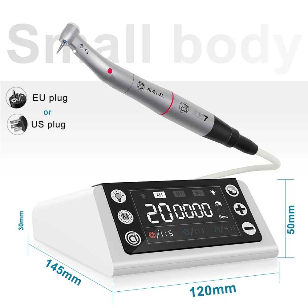 AI-AM7 Motore elettrico LED di nuova aggiornamento dentale con serie Smile 1:1/1:5/1:4.2 Kit manipolo contrangolo 2/4 fori + connettore K/N