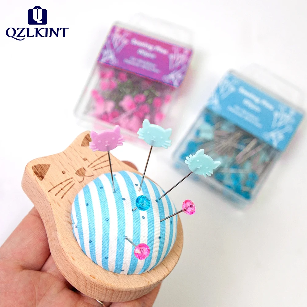 

New Striped Cat Pin Cushion with Positioning Pins – 20pcs/80pcs Set, Handmade Sewing and Quilting Fixing Pins for Clothing