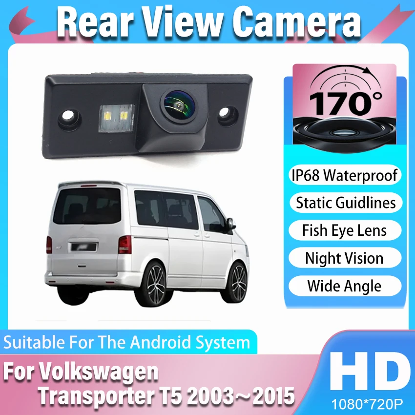 HD 1080x720P Car Rear View Camera For Volkswagen Transporter T5 2003~2015 T6 2015~2020 CCD Car Rear Camera License Plate Light