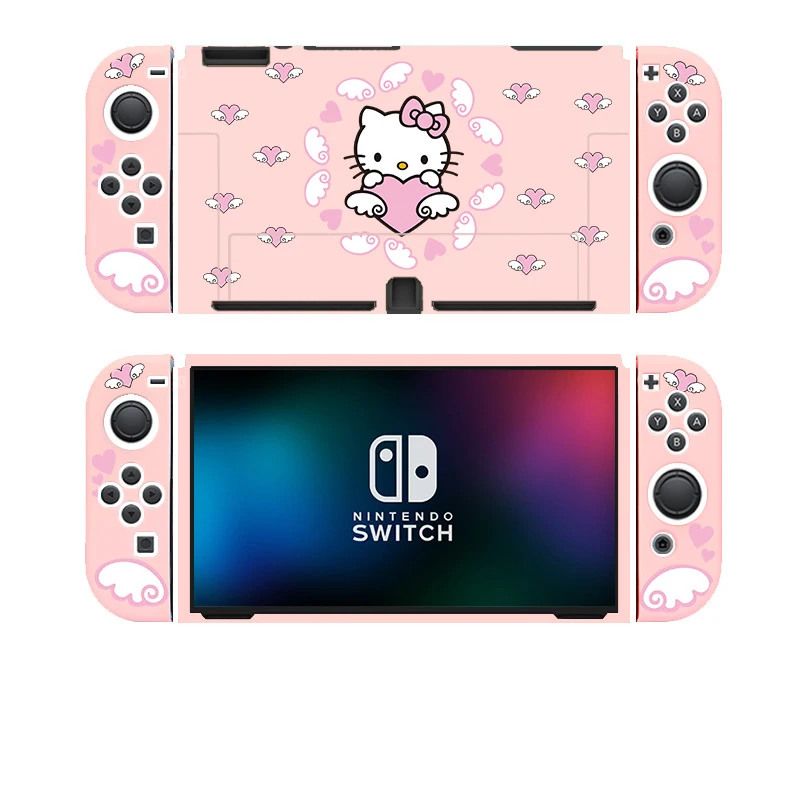 Switch Oled Tpu Protective Case Sanrio My Melody Kuromi Handle Cover Rocker Cap Tempered Film Anti-Fall Skin Friendly Cute Gift