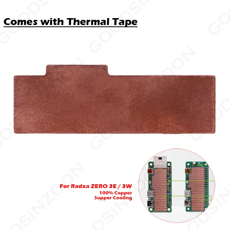 100% Copper Heatsink for Radxa Zero 3W 3E - Pre-Applied Thermal Tape & Tool-Free Installation