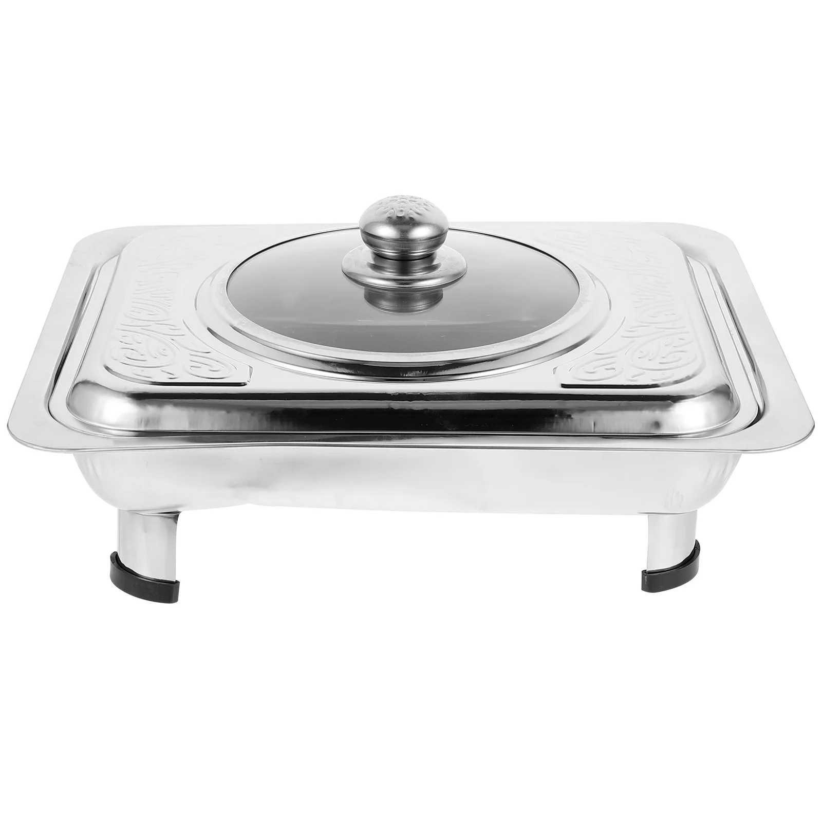

Stainless Steel Dinner Plate Smooth Surface Easy Clean Party Tray Rectangular Food Holder Flat Square Bread Snack Non Slip