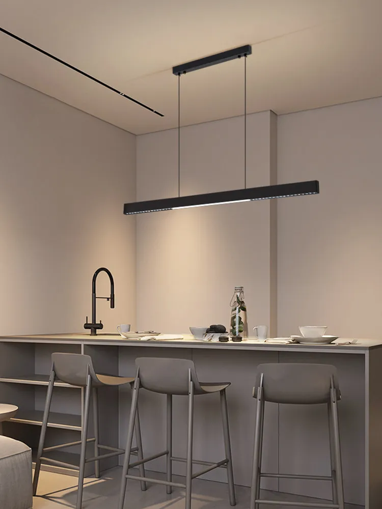 Long restaurant chandelier simple and modern word minimalist ultra-thin bar desk chandelier designer dining table chandelier