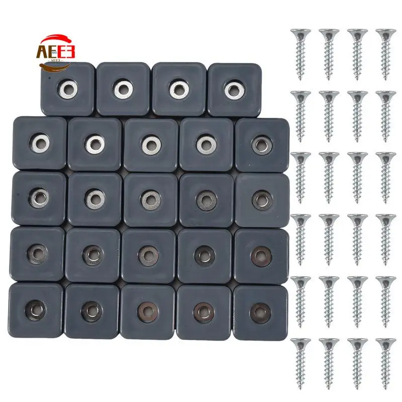 AEE3-24Pcs Furniture Sliders 30Mm Furniture Leg Protectors With Screws Square Chair Leg Protectors Furniture Glide Pads