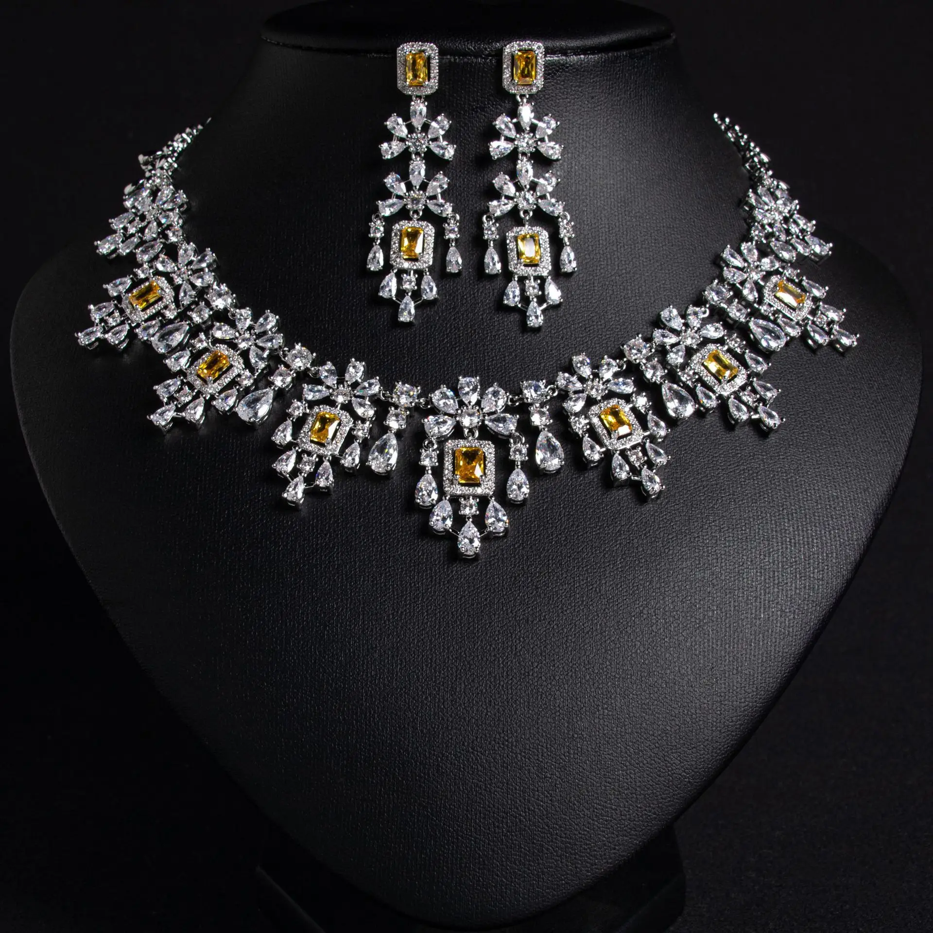 

HIBRIDE Vintage White Multicolour Women's Jewellery Necklace Earrings 2 Piece Set Nigeria Party Prom Dress Wedding S-803