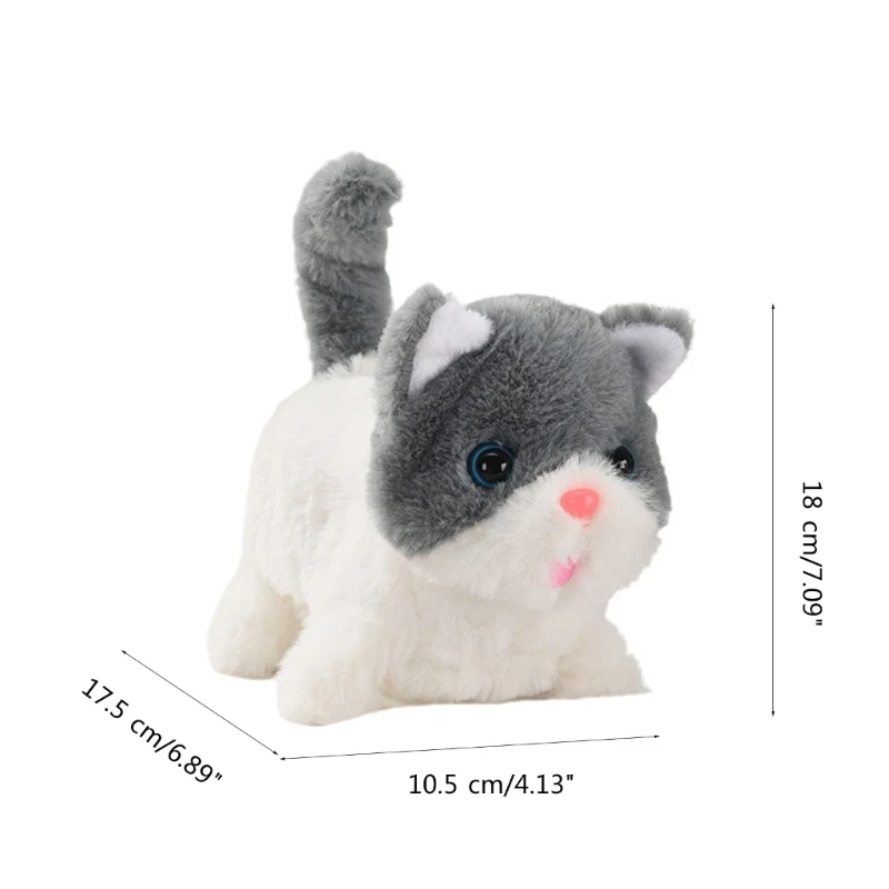 Jouet en peluche pour chat, Animal en peluche, marche miaulement, parfait pour les enfants, cadeau D5QA