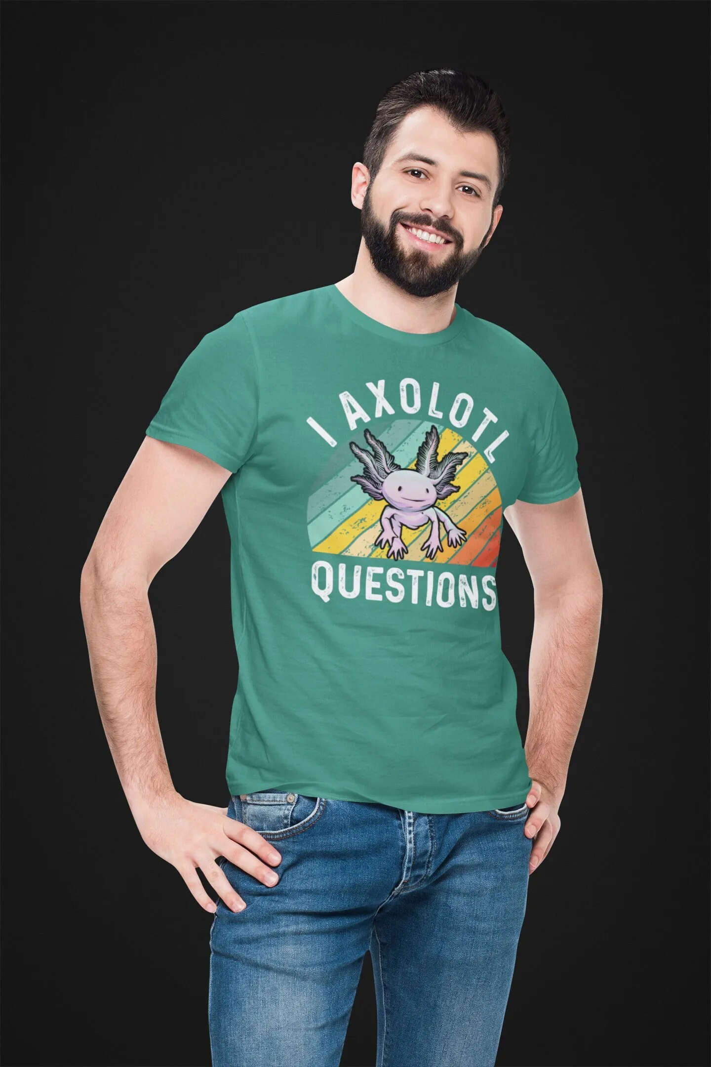 Men's Funny Axolotl T Shirt Amphibian Questions Saying Pun Words Endangered Animals Unique Idea For Men