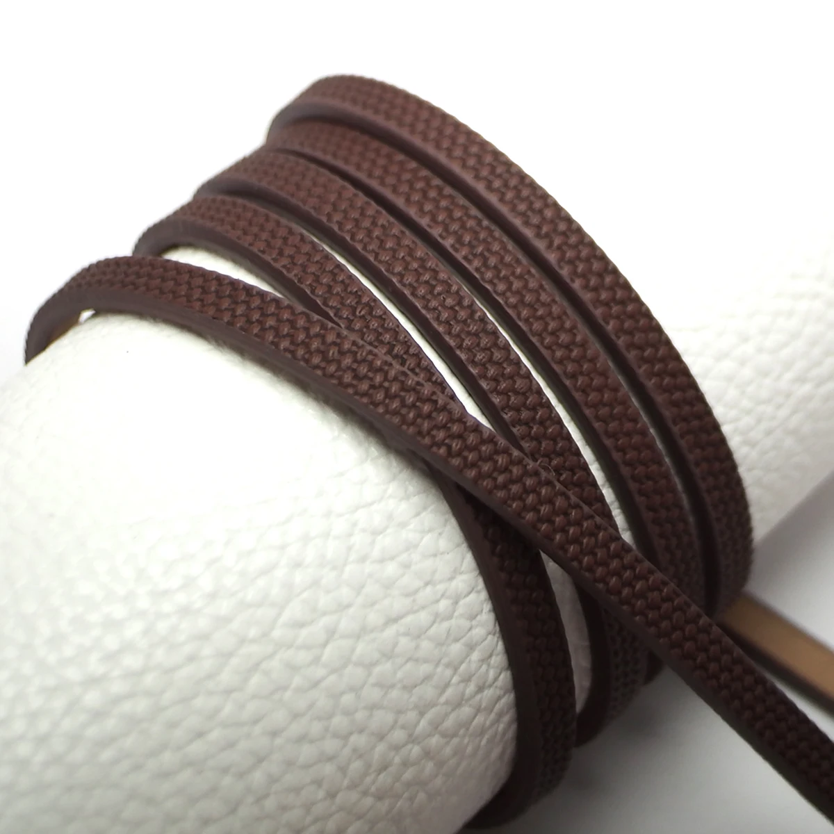 

46inches Braided Embossed Brown Leather Strip,5mm Synthetic Jewelry Cord,Bracelet Cord Crafting Material,Crafting Supplies