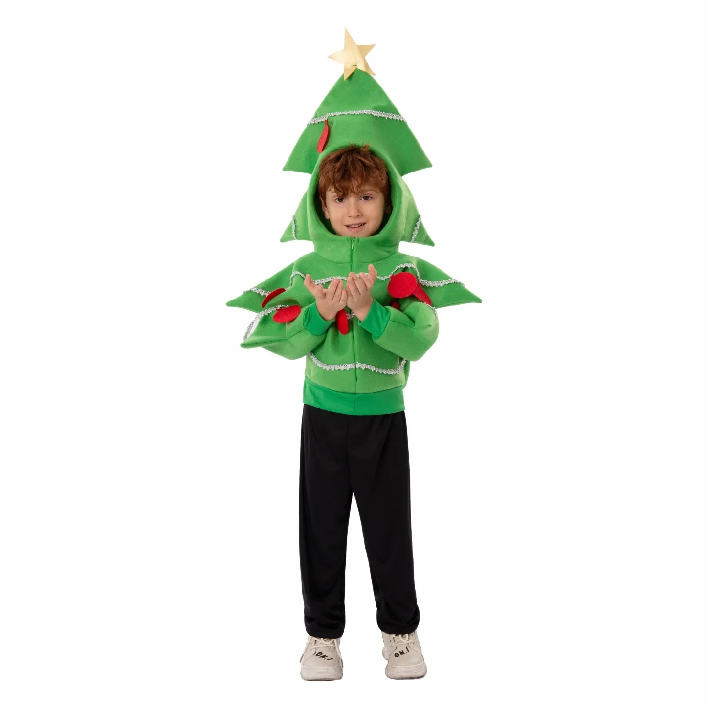 Il Costume verde dell'albero di natale copre il cappello delle coperture del vestito operato per il Cosplay delle ragazze del ragazzo