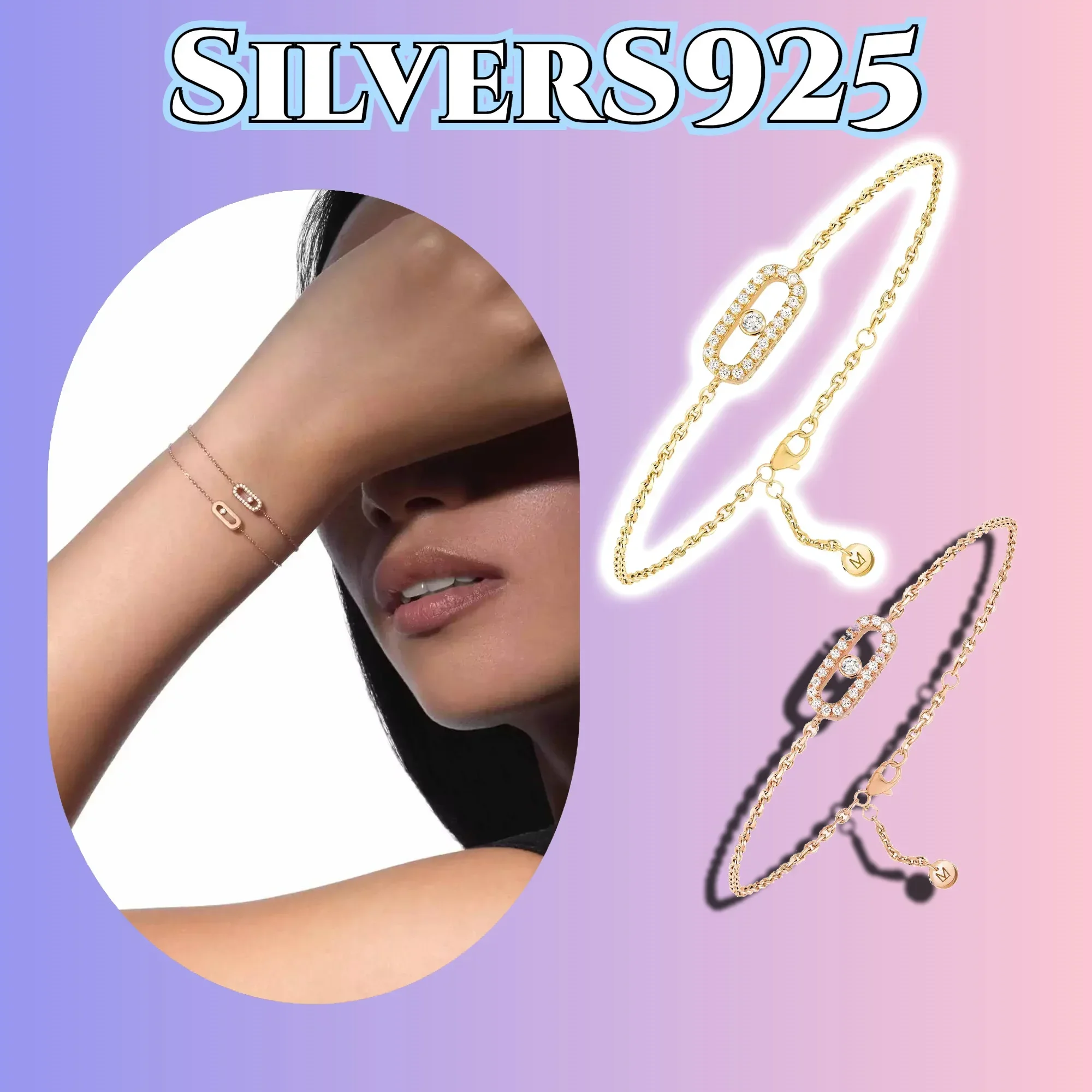 

Geometric Children's Bracelet Made of Pure Silver S925 Women's Jewelry Is An Ideal Gift for Children, Making Them Feel Delighted