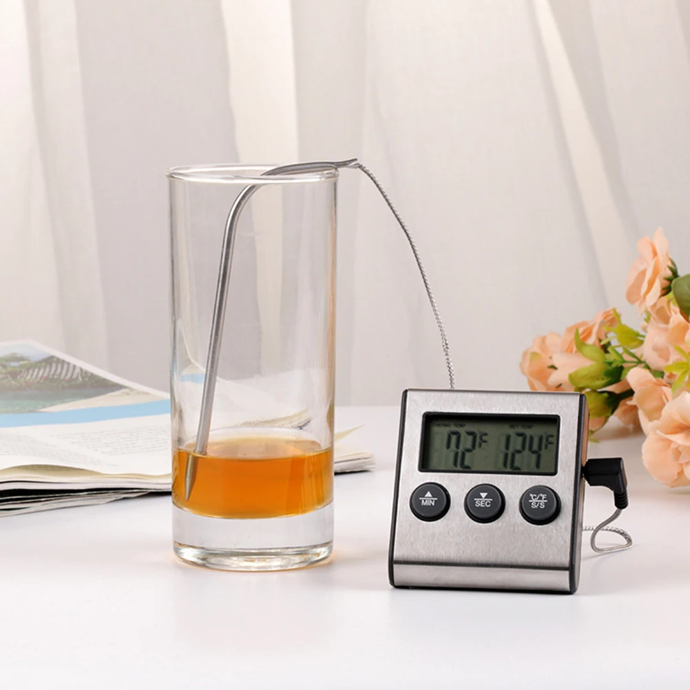 

Thermometer LCD Display Alarm Kitchen Barbecue Grill Meat Smoker Easy Read Temperature Measurement Solution
