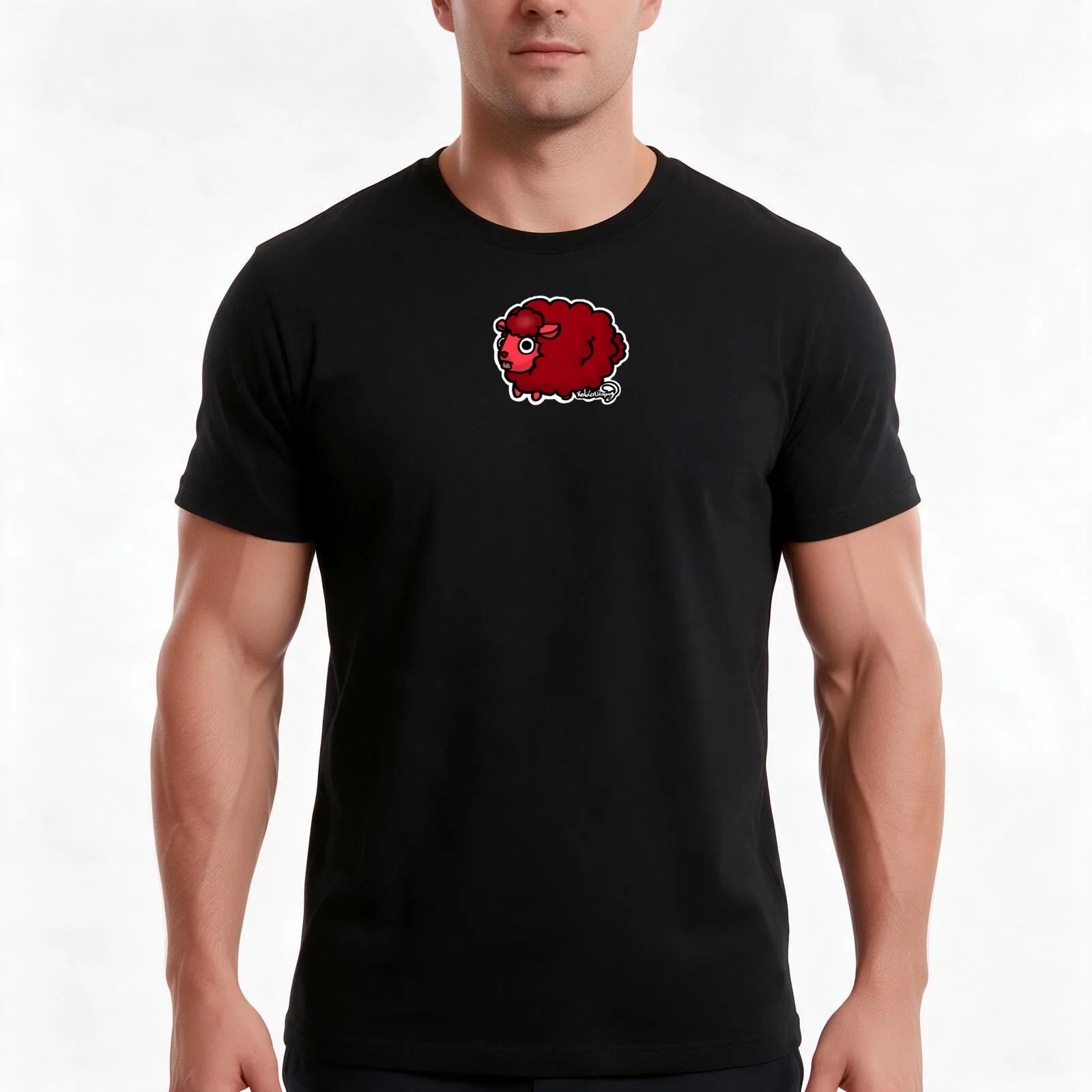 Cute Red Sheep! by RedZenDesignz T-Shirt, Summer Casual Cotton Tee, Oversized Streetwear Tops, Vintage Graphic Print