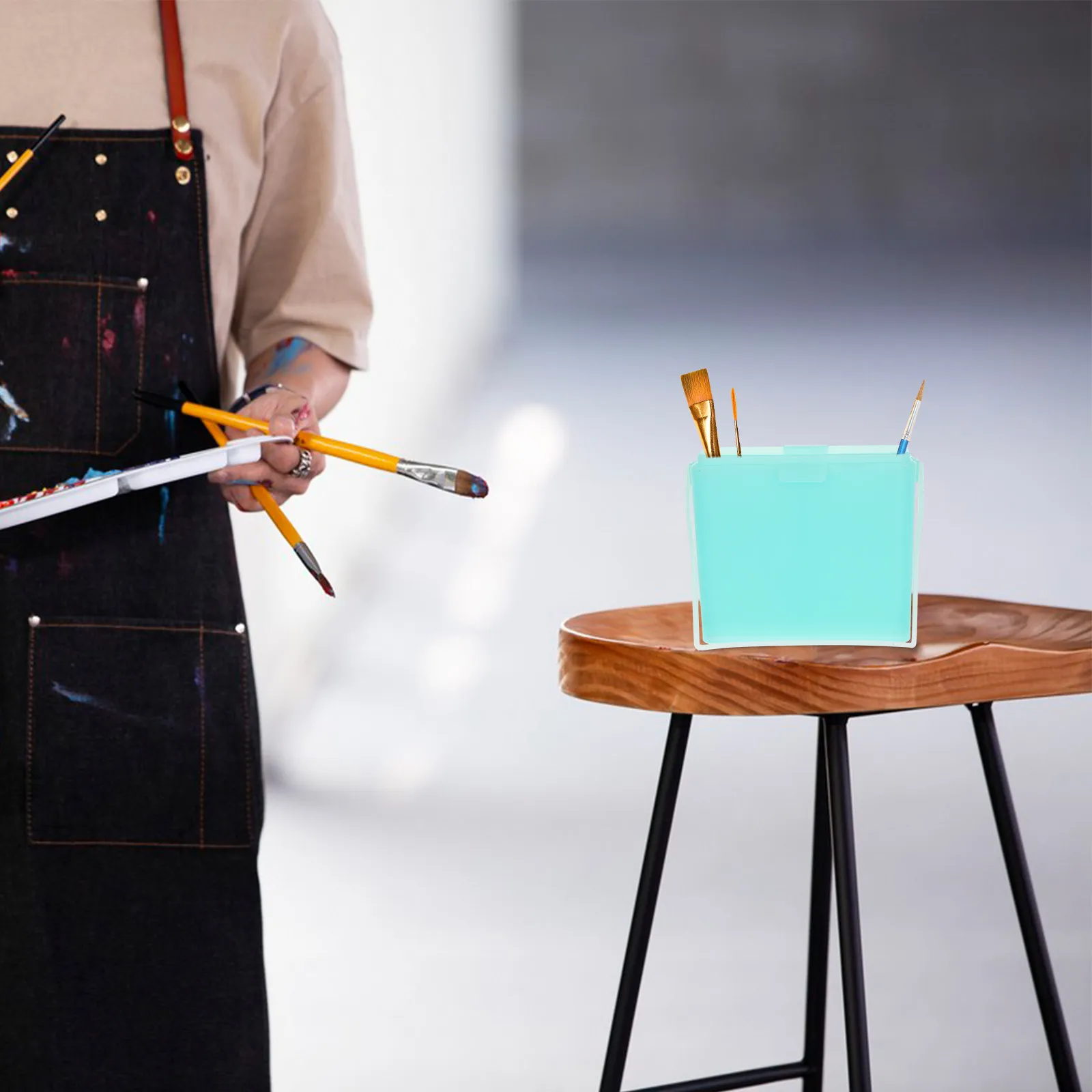 

Многоразовый пластиковый держатель для кистей с ручкой, многофункциональный, для смешивания и чистки кистей, для художников и профессионалов