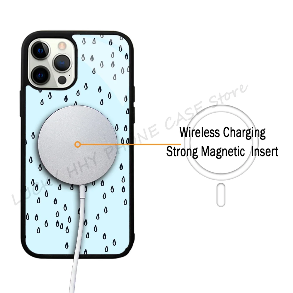 Cute Raindrops Phone Case Phone Case Strong Magnetic For IPhone 15 14 13 Pro Max 11 12 Mini For Magsafe