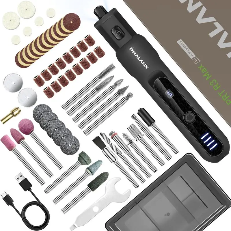 

FathersDayGift 3.7V Cordless Rotary Tool Kit LED Ring Work Light,2.0Ah Li-ion Battery 5 Speed 70 Accessories Portable Outdoorfun