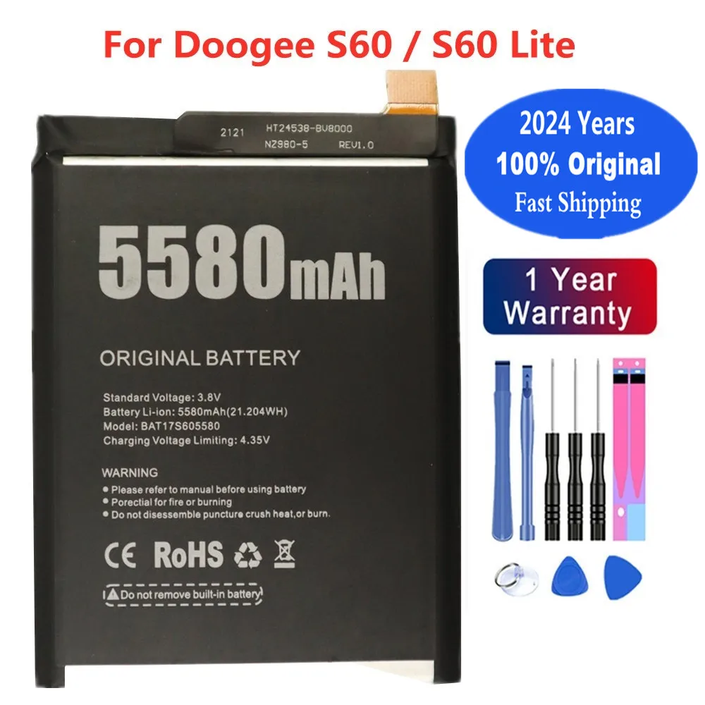 2024 Years Original Battery For Doogee S60 / S60 Lite 5580mAh BAT17M15580 BAT173605580 High Quality Bateria Batteries In Stock