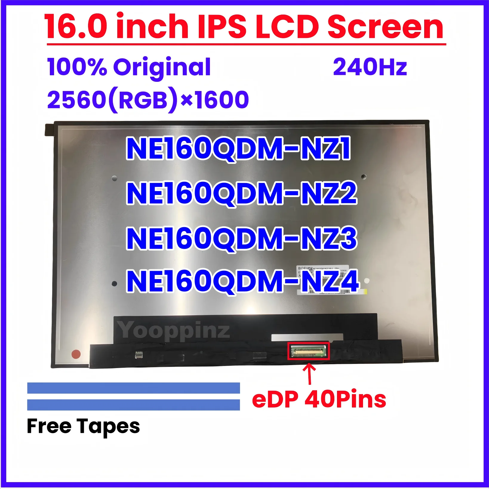 

16 Inch 240Hz Laptop LCD Screen NE160QDM-NZ1 NE160QDM-NZ2 NE160QDM-NZ3 NE160QDM-NZ3 Display Matrix Panel Replacement 2560x1600