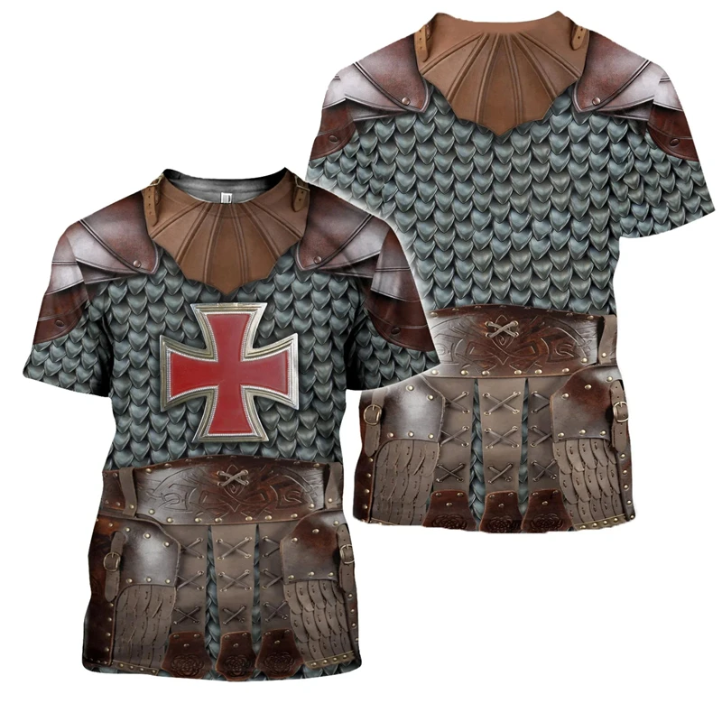 Vintage Armor 3d Print Summer Men's T-Shirt Casual Short Sleeve Oversized Cosplay Clothing Tshirts Street Hip Hop Tops Camisetas