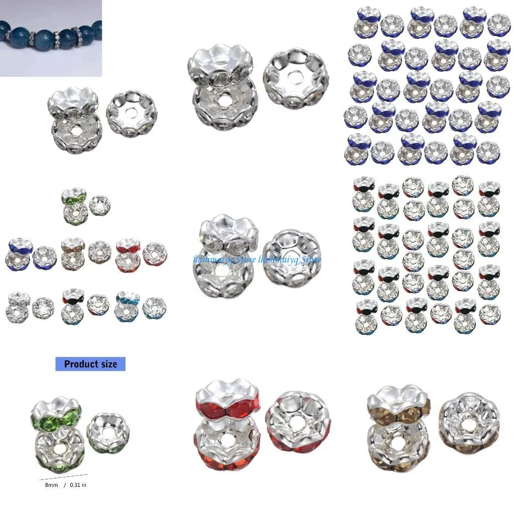 

573B Set of Rhinestones Rondelle Beads Bracelet Charm Decorative Beads Suitable for Bracelets and Jewelry Creation