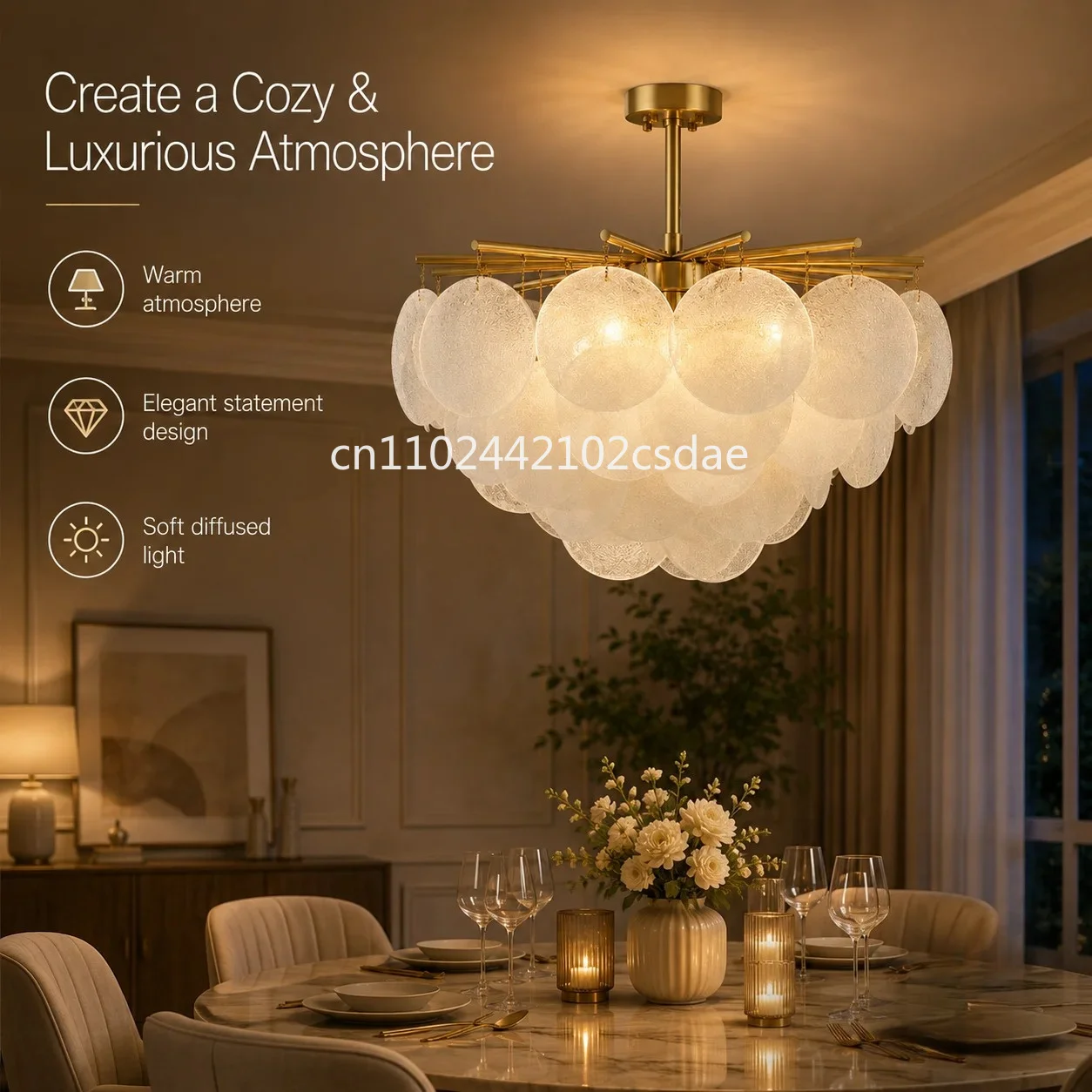 Modern Nordic Style Chandelier for Ceiling Wind Chimes Pendant Lights Glass Shell Shape Hanging Lamp Loft Room Decor Lustre