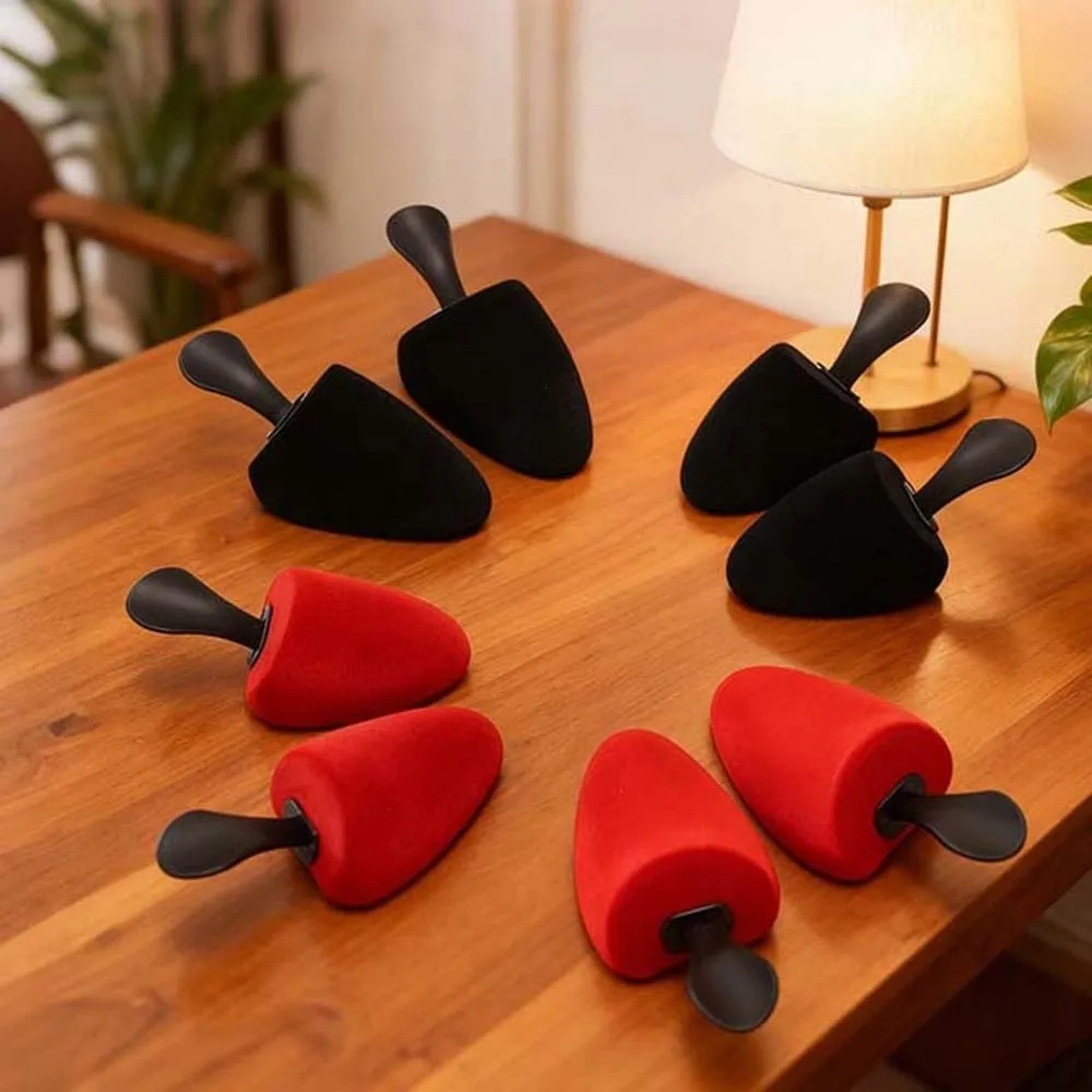 1 Pair Flocking Surface Shoe Trees PU Foam Prevent Deformation Shoe Shapers Pointed Toe Soft Texture Crease Protectors Shoe Care