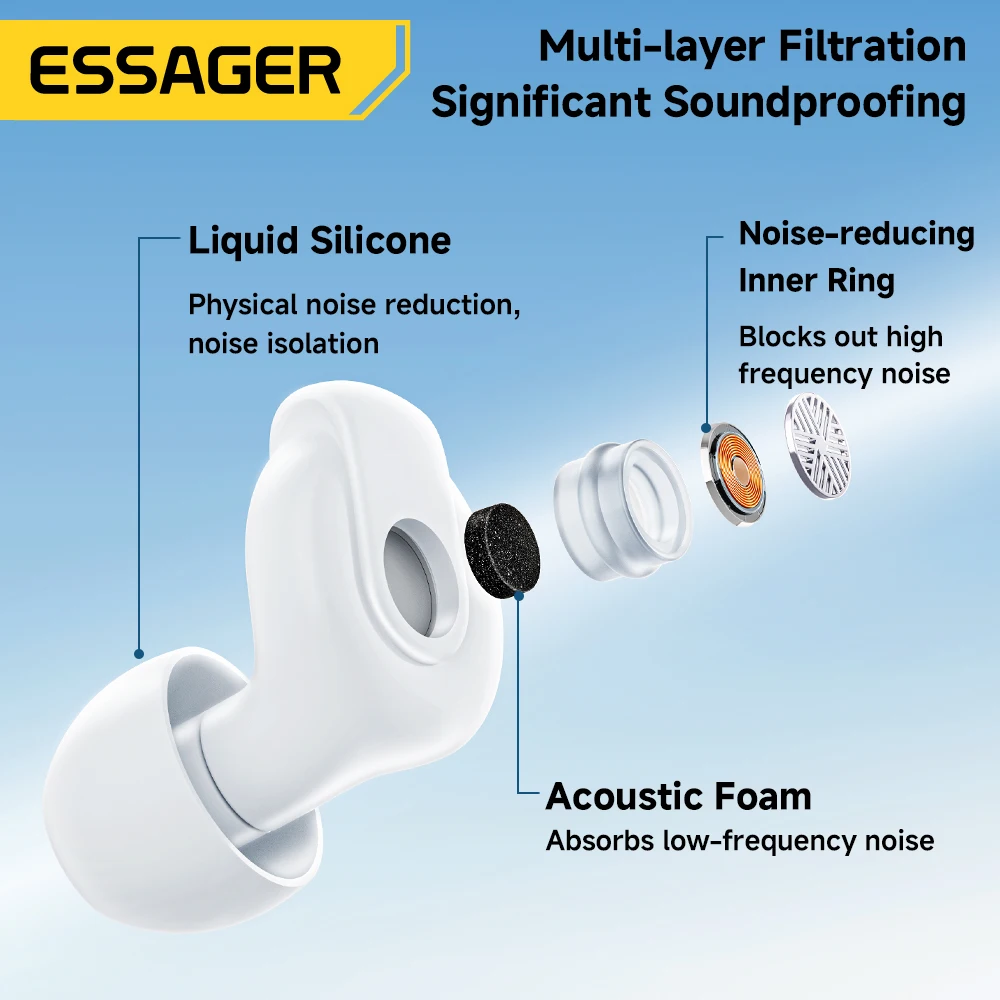 Essager Silicone Ear Plugs Sleep Noise Cancelling Reusable Hearing Protection Earplugs with Storage Case for Travel Sleeping