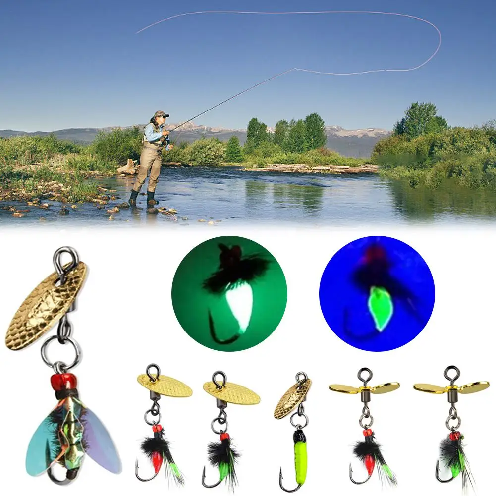 

1pcs Fly Flies Fishing Lure Spinner Sequins With Hook Fishing Corrosion-resistant Bait Tools Accessories Artificial Fake U2P0
