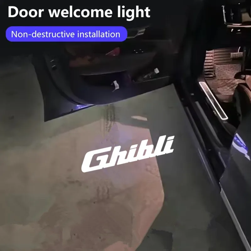 2pcs Car Logo Projector Door Decorative Light For Ghibli 2014 - Now