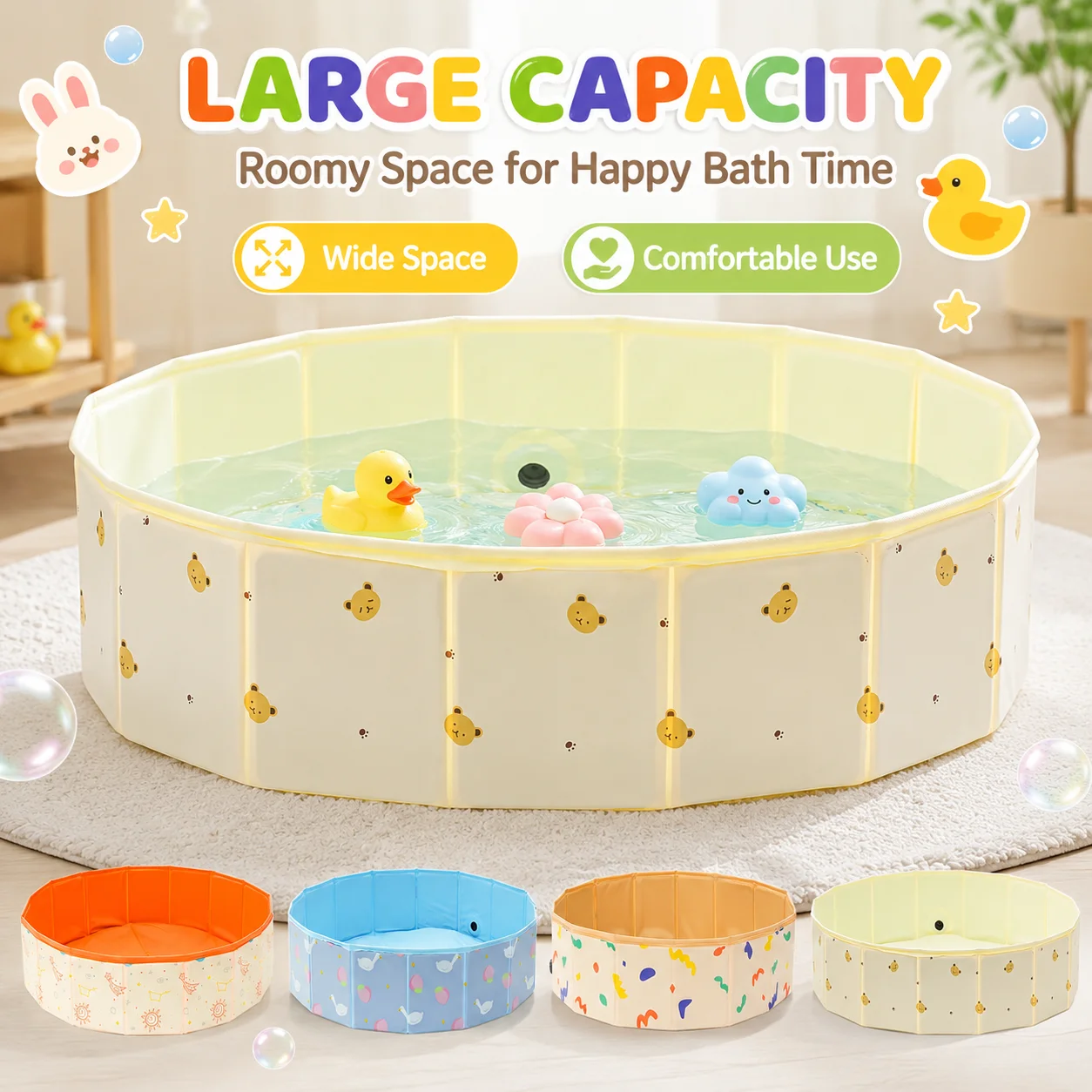 1PC Foldable Bathtub Portable Bath Tub Collapsible Toddler Shower Basin Ball Pit Play Pool Large Capacity