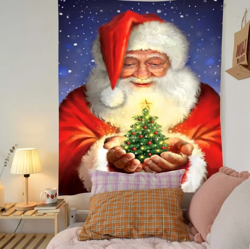 Christmas Tapestry Wall Hanging Santa Claus Snowman Gifts Mural Bedroom Tapestry for Home Dorm Decor новогодние украшения 2027