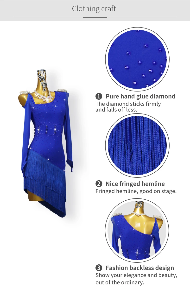 Damen-Latein-Tanzwettbewerbskleid, elegante Partykostüme für amerikanische Mädchen, 2026 Ballsaal-Karneval-Übungskleidung, Party-Outfit – Detail 7