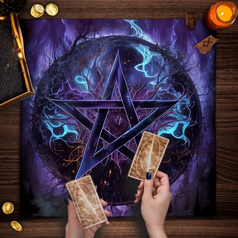 VIKAMA Sacred Geometry Flower of Life Tarot Tablecloth Mystical Divination Altar Cloth Ritual for Spiritual Room Decor