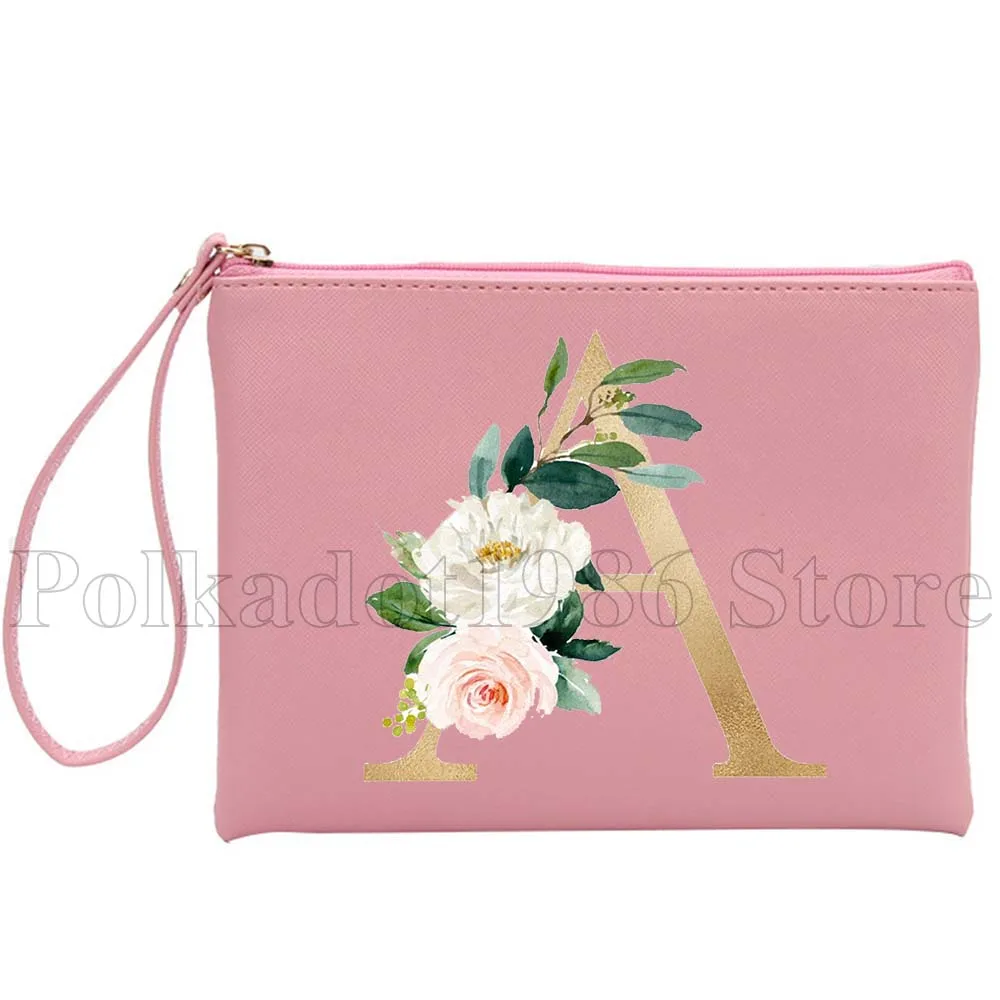 

Цветок Начальная буква Цветочная монограмма Золотые буквы Сумка из искусственной кожи Косметички Кошелек Для макияжа Водонепроницаемая сумка для хранения туалетных принадлежностей