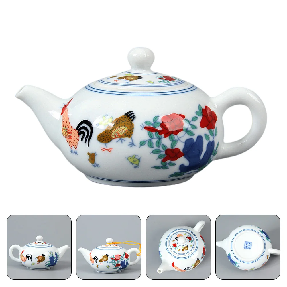 Ceramic Hand Painted Teapot Handheld Teapot Retro Tea Kettle for Tea House Chinese traditional colorful chicken cup and teapot