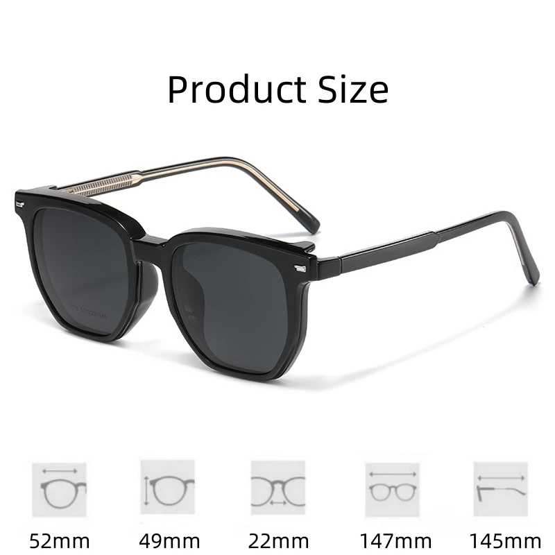 FIRADA 2024 Fashion Square Polarized Glasses Retro Magnetic Eyewear Optical Prescription Eyeglasses Frame For Men Women 8179-C