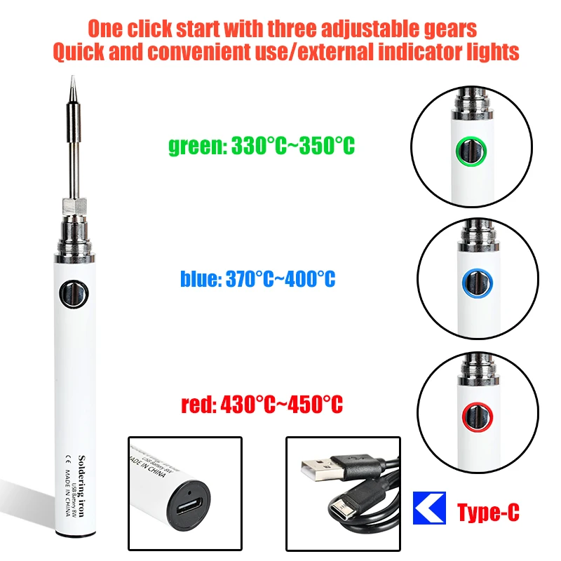 5V Radio saldatore Kit ricarica USB Mini portatile casa fai da te penna di saldatura Set C510 saldatore punta Kit di strumenti di saldatura