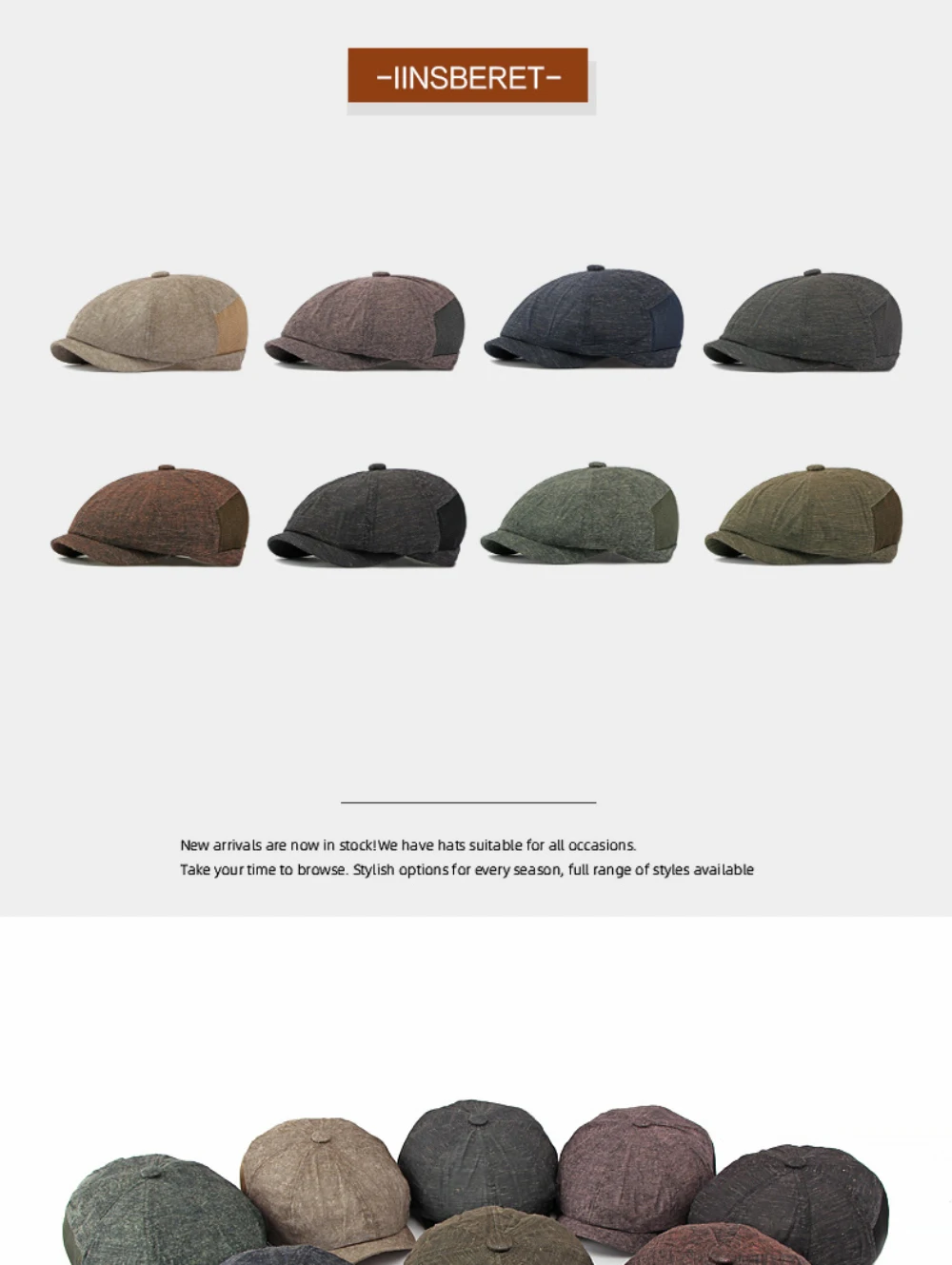 HT5110 Baskenmützen Neue Frühjahr-Sommer-Kappe für Herren und Damen Künstler-Achteck-Baskenmütze Verstellbare Mesh-Ivy-Flatcap Atmungsaktive Leinen-Baskenmütze – Detail 2