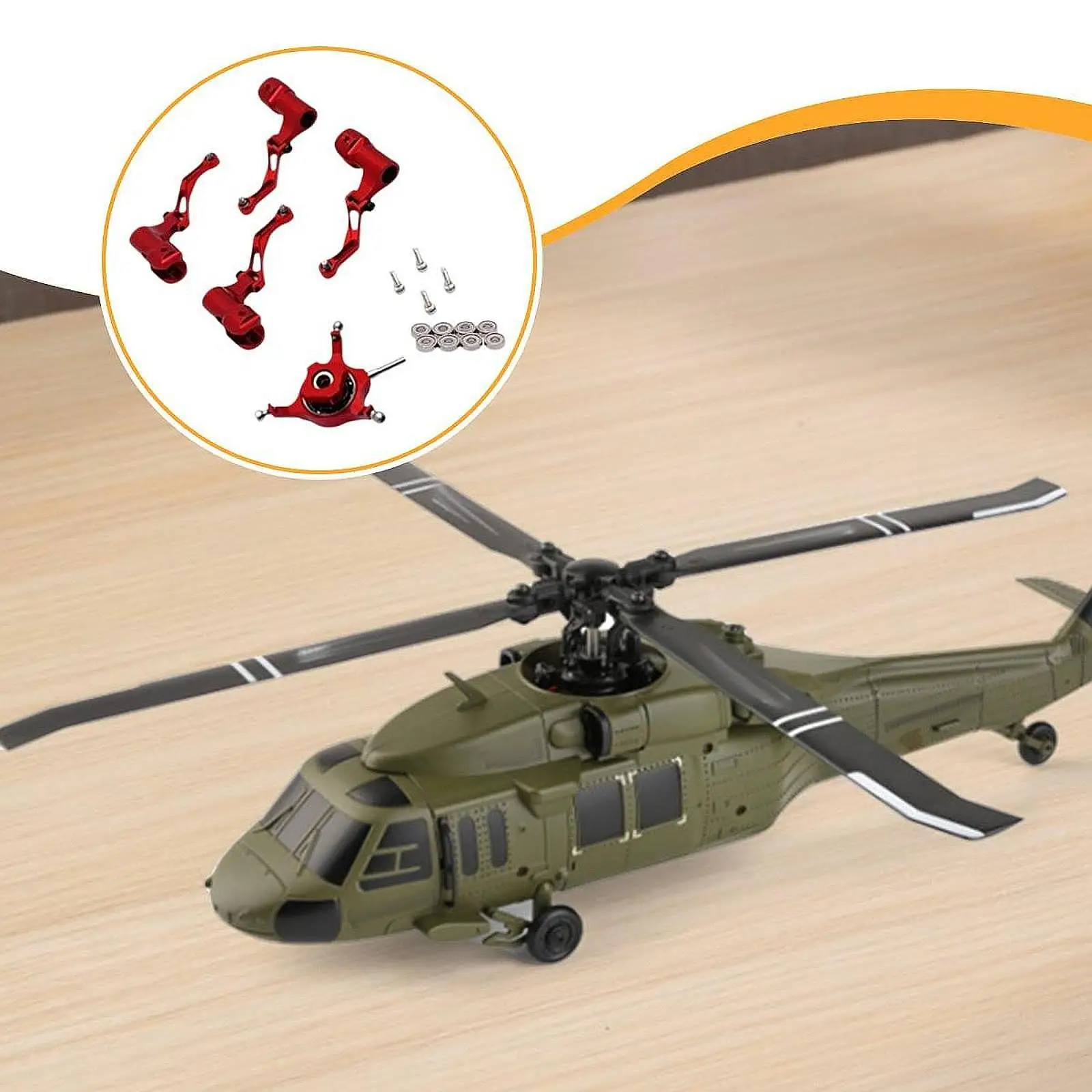 RC Helicopter Swashplate Set RC Aircraft Accessories DIY Repairing with Bearing Easy Installed Replacement Leaf Clip for K170