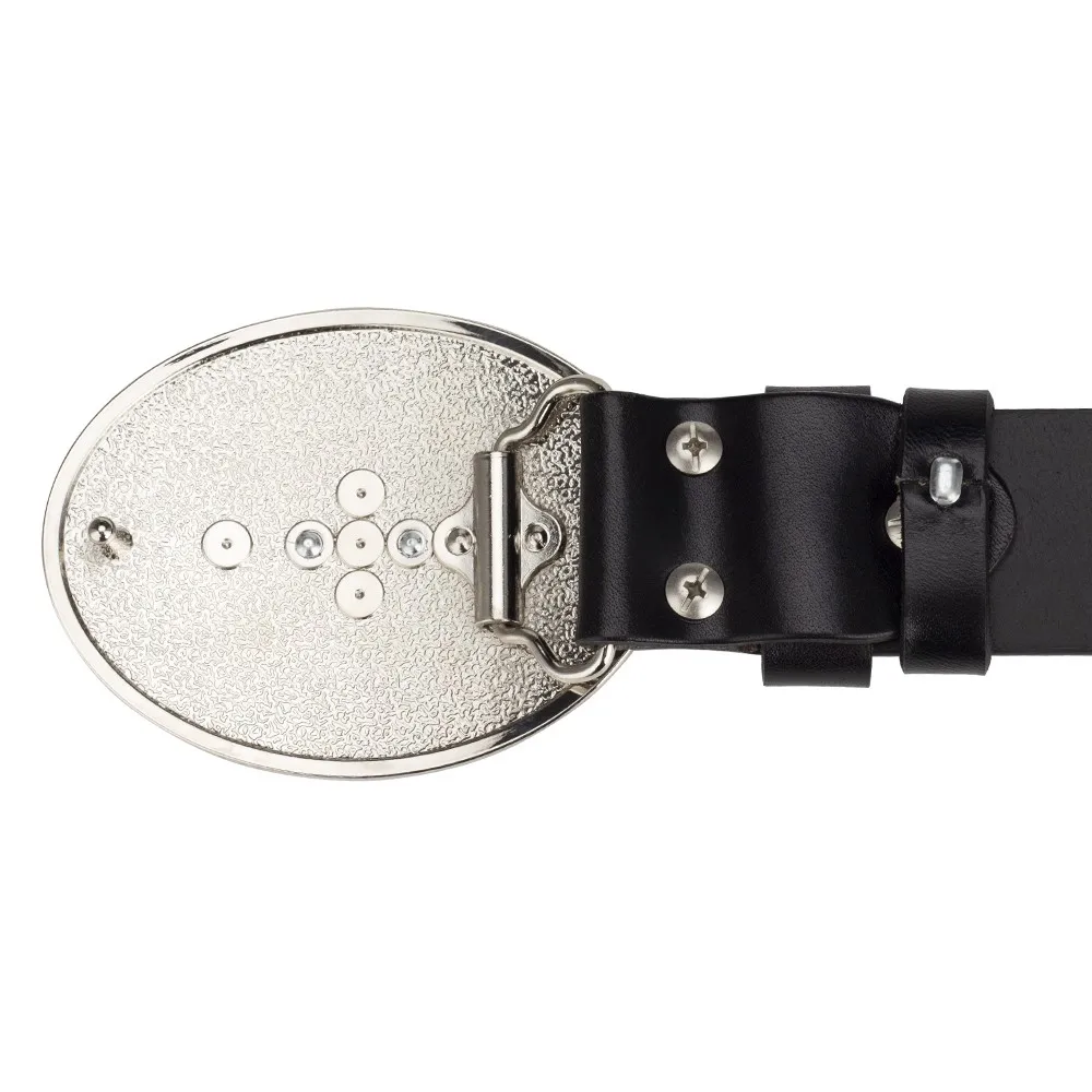 Genuine Leather  Belt Cow Head Buckle Cowboy Full-grain
