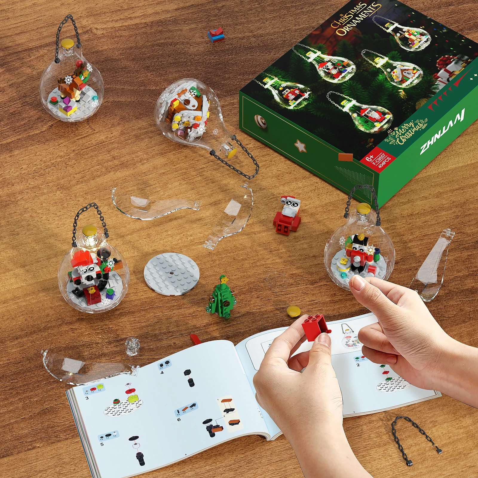 Ensemble de blocs de construction d'ampoule de Noël, 5 pièces, décorations d'intérieur, bas de remplissage, ensembles de jouets en brique, cadeau de Noël