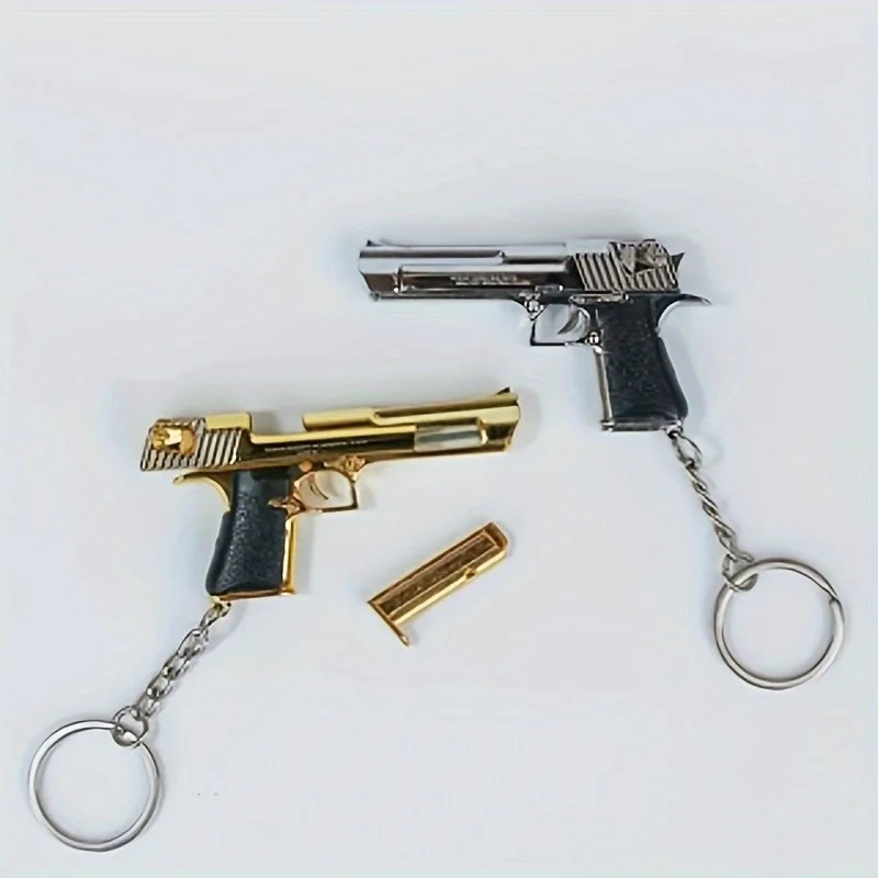 1:4 Desert Eagle Schlüsselanhänger, Gun-Stil, Legierung, abnehmbarer B13, Sport-Schlüsselanhänger mit 2 Glocken, Rucksack-Dekor, Geschenk für Männer und Frauen – Detail 6