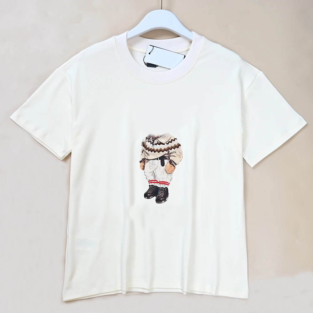

Summer New Women's Cartoon Pattern Cotton round Ne ort Sve T-irt Casual Comfortable Breathable Regular Fit Tee