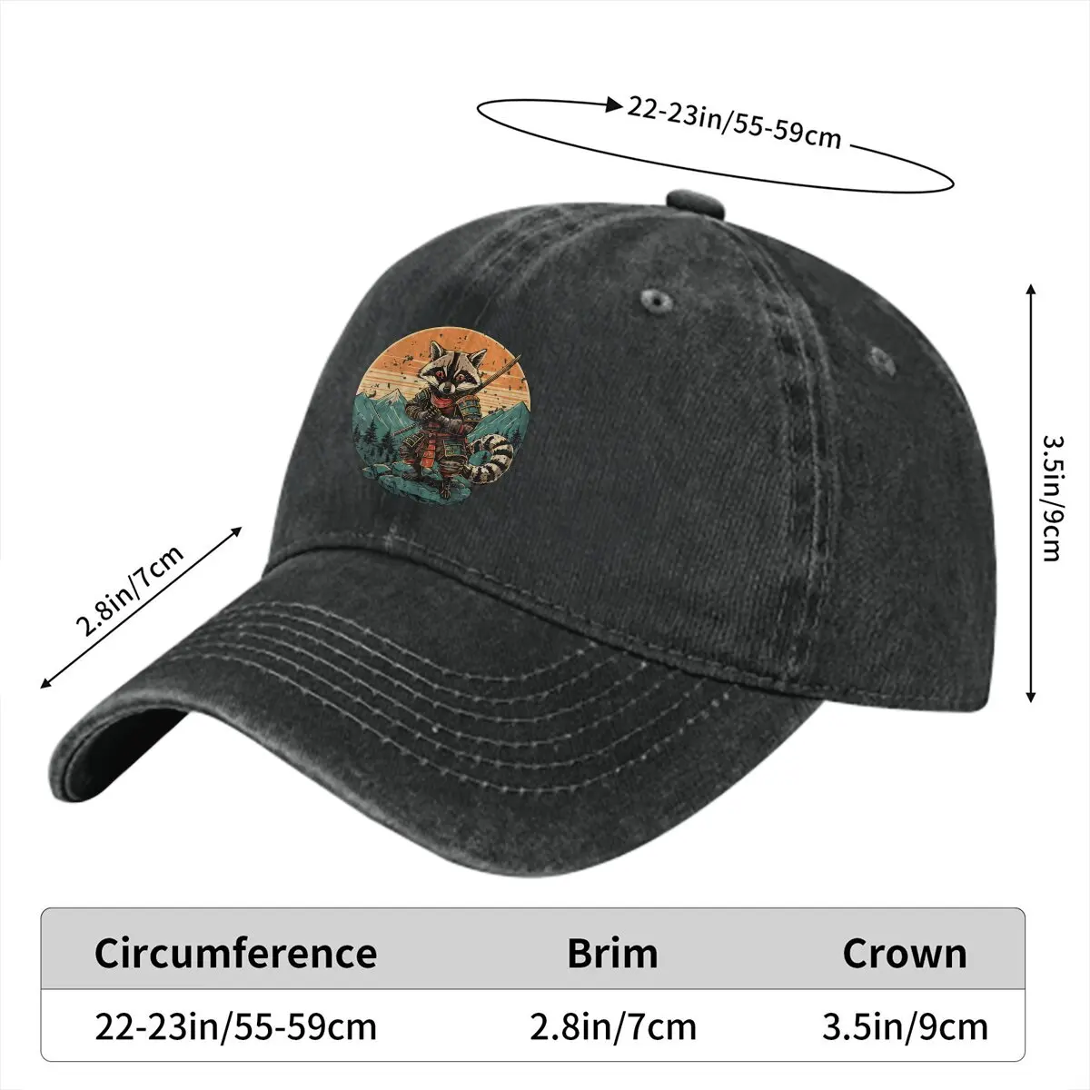 Racoon Samurai Sunset Baseball Cap Men Hats Women Visor Protection Snapback Raccoon Lover Caps