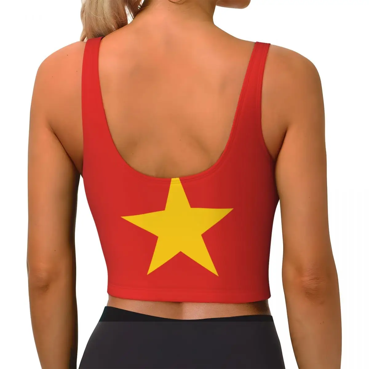 Vietnam Flag Basic Tops Women Samba Sexy V-Neck Yoga Fitness Sports Tops