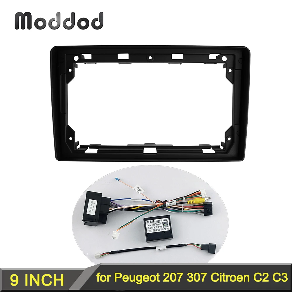 

Рамка для радиоприемника, подходит для PEUGEOT 207 307, CITROEN C2, C3, FIAT Scudo, 9 дюймов, комплект облицовки, стерео, GPS, DVD-плеер, панель, ободок