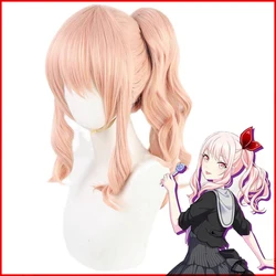 Akiyama Mizuki Cosplay Wig Amia mzk Pink Long Curly Temples Ponytail Heat Resistant Hair Role Play Akiyama Mizuki