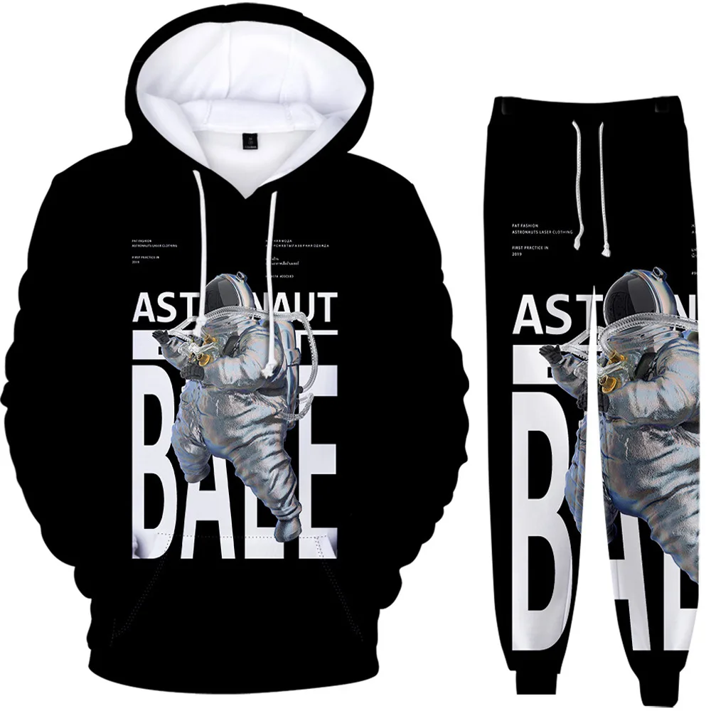 

Fashion Novelty astronaut 3D Print Sweatshirt Sweatpants Adult/child Hoodies+ Trousers Suit Boys/Girls 2 Piece Set Clothes