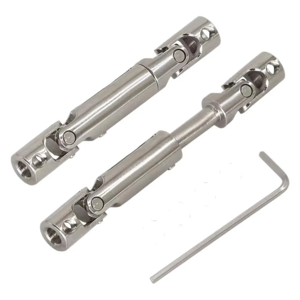 Poros Penggerak Baja MN98 MN99s yang Tahan Lama 1:12 Perak Logam untuk Aksesoris Mobil RC 55-69mm Dapat Diperpanjang Suku Cadang Upgrade Kedua