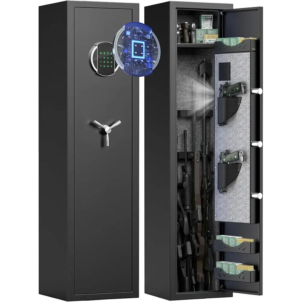 

Rapid Access 3-5 Rifle and Pistol Safe with Dual Alarm and Silent Mode, Adjustable Slot Gun Cabinet